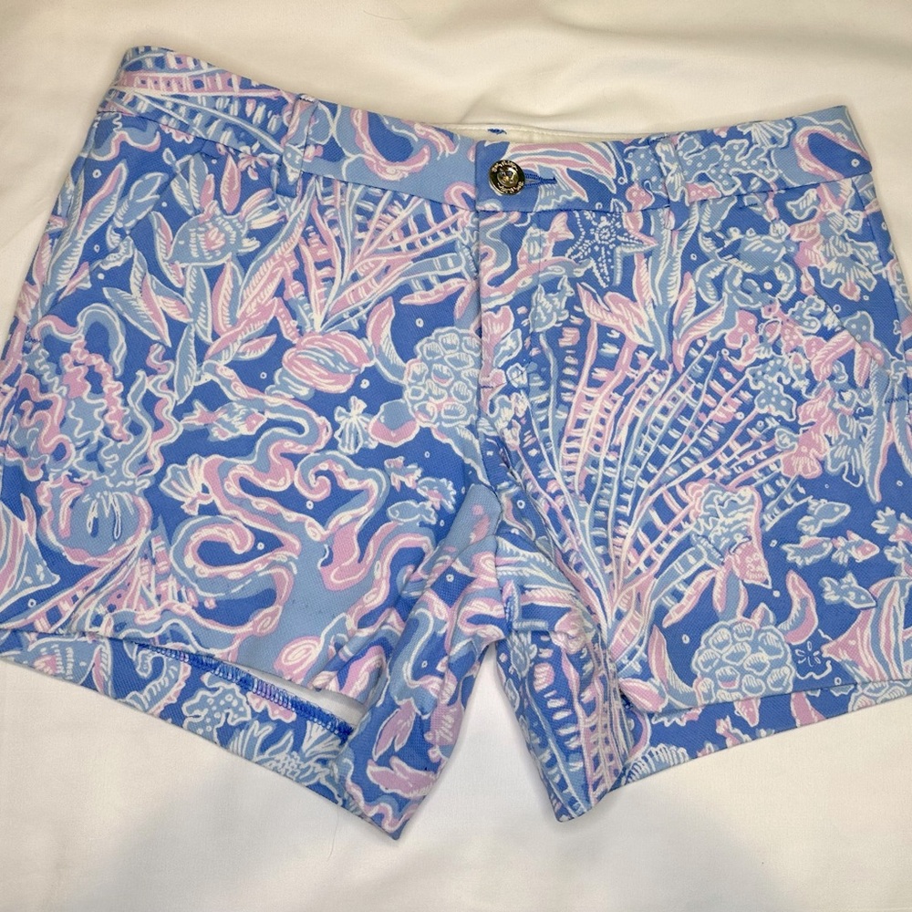 Lilly Pulitzer Callahan Knit Shorts sz 6 Boca Blue Sea What